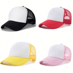 Classic Foam Trucker Summer Mesh <b>Rope</b> Cap Solid Two Toned Blank Hat for Mens Womens Adjustable Strap <b>Light</b> Weight Promotion - Product Image 1