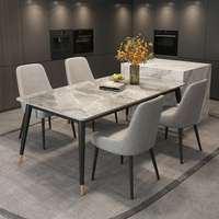Table à manger carrée en marbre moderne de luxe Lumio, 6 places, meubles de salle à manger, durable et stable