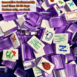 Juego de Fichas de Mahjong Americanas de Acrílico Personalizadas 2026, Regalos de Juego, Fichas de Mahjong con Grabado de Mariquita Púrpura de la Suerte - Product Image 1