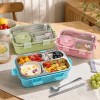 Boîte à lunch bento en acier inoxydable de qualité supérieure Aohea pour enfants, réutilisable, préparation des repas scolaires, conteneur multi-compartiments avec pot à sauce