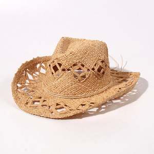 Sombrero de Paja Estilo Vaquero Occidental, Transpirable, Cómodo, Estilo Retro, Protección Solar, para Pesca, Deportes al Aire Libre, Esquí, Viajes, Primavera-Verano - Product Image 4