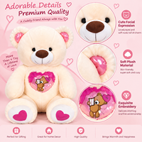 Ours en peluche personnalisé avec volants en forme de cœur, oreilles et patins scintillants, pour la Saint-Valentin et les fournitures de fleuristes