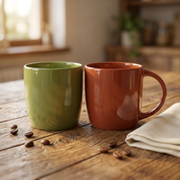 Mug à café en céramique grès personnalisé en gros, avec poignée, design coloré, réutilisable et durable pour la maison, le bureau et les voyages