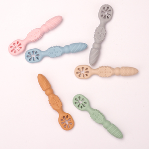 Ensemble de cuillères à mâcher en silicone sans BPA, forme d'animaux de dessin animé, pointe souple, qualité alimentaire, pour tout-petits et enfants, kit d'ustensiles de repas - Product Image 1