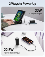 AC tak ve geri çekilebilir kablo ile 3-in-1 taşınabilir şarj 5000mAh 30W PD hızlı şarj güç banka duvar şarj All-in-One