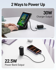 Chargeur portable <span class=keywords><strong>3</strong></span>-en-1 avec prise AC et câble rétractable 5000mAh 30W PD Charge rapide Power Bank Chargeur mural tout-en-un - Product Image 3