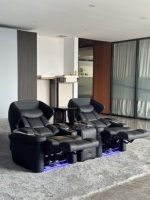 Cuir noir VIP meubles de théâtre de première classe intérieur de maison villa studio médias inclinable chaise maison cinéma luxe inclinables