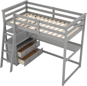 बंक बिस्तर दो सीढ़ी + दराज पर बंक बिस्तर