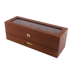 Bán buôn sang trọng bằng gỗ Matt sơn mài đôi lớp 6 khe cắm đồng hồ hiển thị hộp đồng hồ lưu trữ Trường hợp với lưu trữ khay - Product Image 3