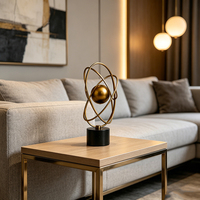 Ensemble d'ornements de bureau modernes en fer et marbre, sculpture géométrique abstraite en forme de globe pour la décoration de salon et de bureau à domicile