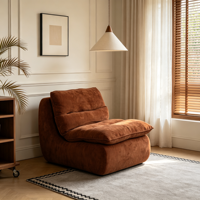 Canapé paresseux moderne sans accoudoirs en tissu imperméable, avec compression d'accentuation, éponge haute densité, confort doux, emballé sous vide
