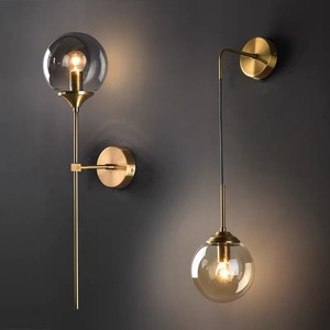 Candelabro de vela nórdica de latón, candelabro de pared nórdico dorado, luz E27, enchufe de lujo, decoración de cabecera, iluminación, lámpara de pared de aluminio - Product Image 1