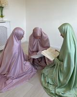 Ensemble Hijab de Prière Robe de l'Aïd Ramadan Abaya Imprimée Personnalisée avec Volants Ensemble de Prière Musulman Telekung Sac Robes de Prière