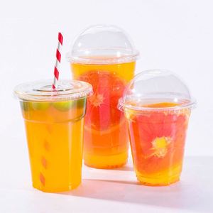 Gobelets jetables à paroi simple en PP transparent de 12 à 24 oz avec couvercles, logo imprimé UV personnalisé, pour thé au lait, café glacé, soda et vodka - Product Image 1