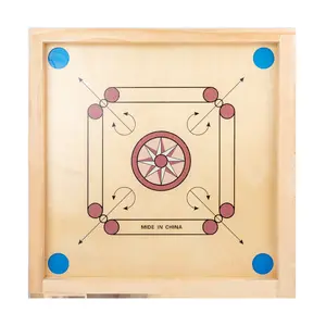 Educational Wooden Toy Indoor Game Wooden Carrom Board Full Large Size With Wooden Board Coin And Striker Children's Board Game