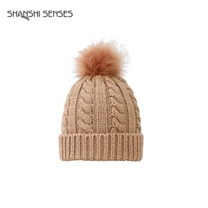 Factory Price Custom Logo Women's Plush Acrylic Winter Beanie with Pom Pom Baggy Design <strong>Head</strong> <strong>Warmer</strong> for Adults - Product Image 1