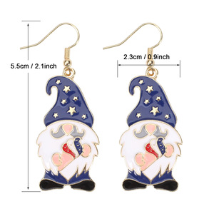 Aretes Colgantes con Diseño de Gnomo de Dibujos Animados, Chapados en Oro, para Mujer, Joyería para Fiestas, Diseño Patriótico con Bandera de Estados Unidos - Product Image 4