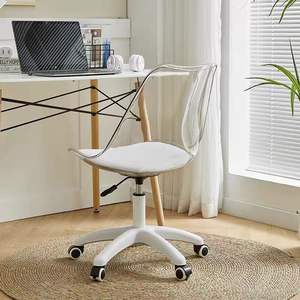 Chaise de bureau transparente, chaise pivotante, chaise haute rotative et réglable en hauteur, pour salle de maquillage, dortoir d'étudiant, chaise d'étude - Product Image 2