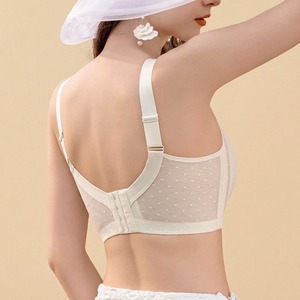 Soutien-gorge minimiseur pour femme <span class=keywords><strong>100D</strong></span> sans armatures, coupe pleine, style bandeau, avec superposition de dentelle, décolleté carré, bretelles larges, à armatures souples, vente en gros - Product Image 3