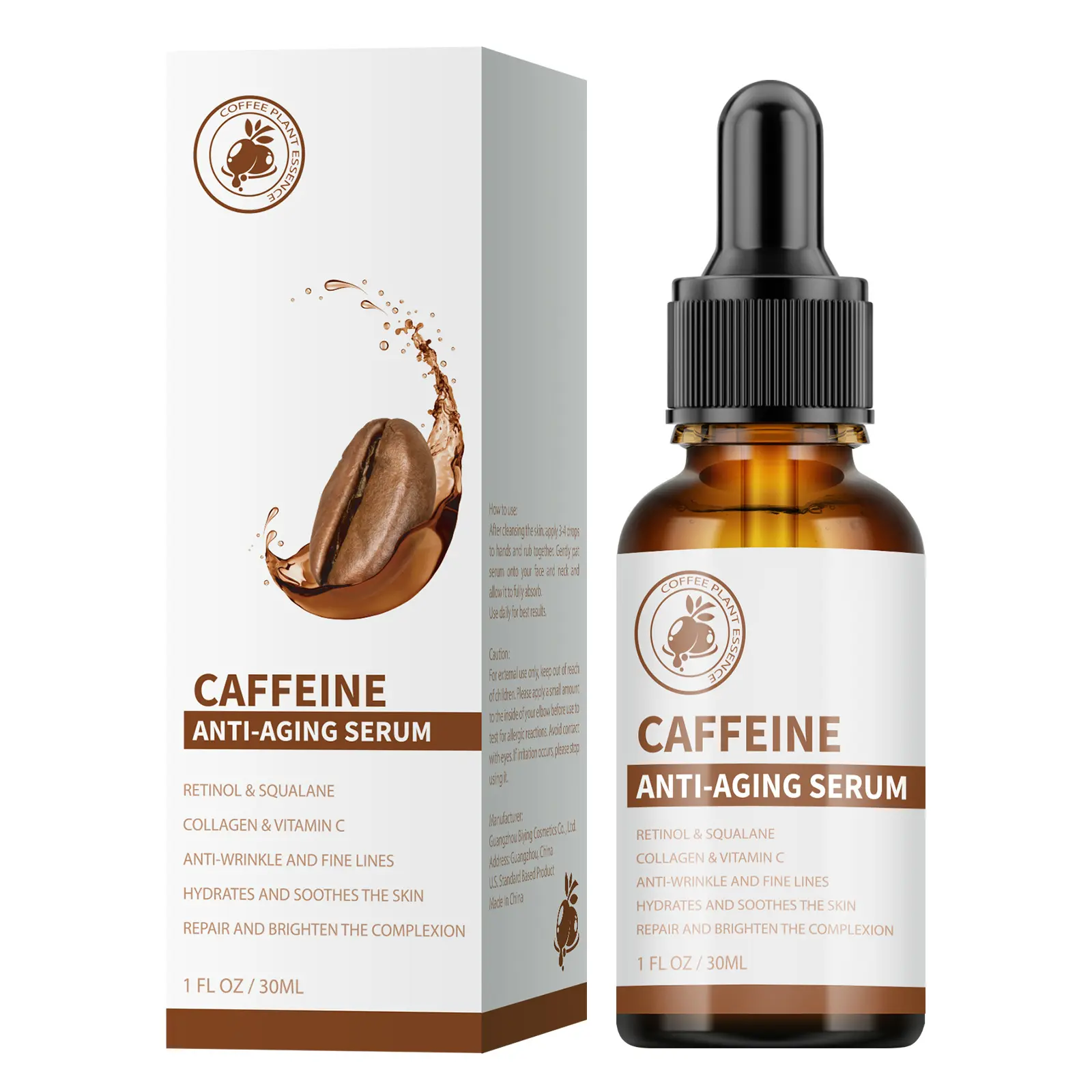 Wholesale Natural Caffeine Eye Care Serum Remove Dark Essence Moisturizing Anti-Aging Anti-Wrinkle Remove Dark Circles Bags