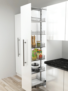 Tall Kitchen Cabinet Pull-Out <b>Rack</b> With Stainless Steel <b>Wire</b> <b>Shelves</b> And Soft Close Door For Pantry Storage - Product Image 1