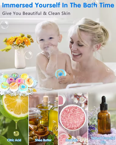 Bombas de baño de calabaza de Halloween con juguetes sorpresa en caja de regalo artesanal, bonitas bombas efervescentes naturales hechas a mano para el baño - Product Image 5