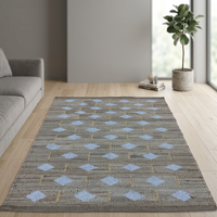 Handgewebter Natürlicher Jute-Teppich Geometrisches Rautenmuster Boho Dekorativer Teppich für Wohnzimmer Schlafzimmer Heim-Dekoration