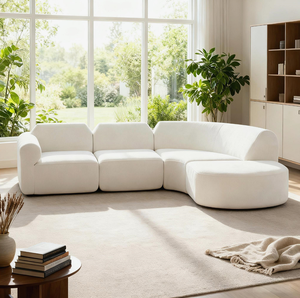 Canapé d'angle moderne en L à 3 places avec ottoman, revêtement en velours et mousse haute densité, assise profonde, idéal pour appartement et hôtel - Product Image 5