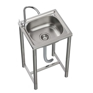 Évier de Lavage Autoportant <span class=keywords><strong>Moderne</strong></span> en Acier Inoxydable à Bac Unique pour Cuisine Commerciale de Restaurant, Hôtel, Extérieur ou <span class=keywords><strong>Jardin</strong></span> Portable - Product Image 3