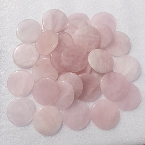 Pièces rondes en quartz rose polies, jade rose 50 mm, pour la décoration de la maison, décorations en cristal DIY - Product Image 1
