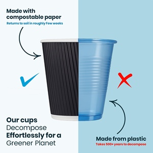 Custom Logo <b>Disposable</b> Paper <b>Cups</b> 8oz-16oz Double Wall for Hot Bubble Tea and Coffee Black Double Wall Coffee <b>Cup</b> with Lid - Product Image 3