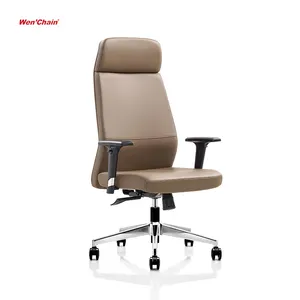 High Quality Chair Executive Luxury Home Furniture High Back Swivel Black Full PU Leather Chrome Armrest Executive Office Chair