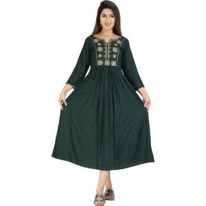 ชุดคุर्ตาอานาร์กาลีผ้าเรยอนสำหรับผู้หญิง ดีไซน์ทันสมัย เหมาะสำหรับงานปาร์ตี้และเทศกาล  สีและขนาดปรับแต่งได้ พิมพ์ลายดิจิทัล ลวดลายอินเดียสมัยใหม่ล่าสุด - Product Image 1