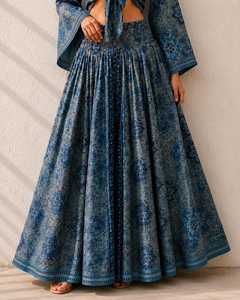 Women's Boho Paisley Silk Two-Piece Set Sleeveless Crop <b>Top</b> Floor-Length Skirt Natural Waist A-Line Silhouette Bohemian Resort - Product Image 5