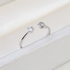 Anillo Abierto de Plata Coreana S925 Wenchi para Mujer, Modelo 17001, Anillo de Perlas Redondas Semiterminado para Perlas de Agua Dulce y Perlas de Arroz - Product Image 3