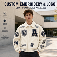 Blouson universitaire vintage personnalisé en mélange de laine épaisse pour homme, col rabattu, broderie chenille, patch, blouson bomber Letterman OEM
