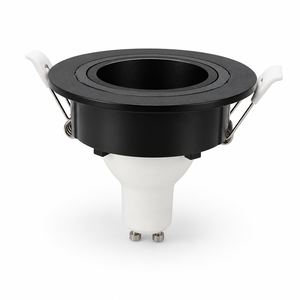ไฟสปอร์ตไลท์ LED GU10 MR16 แบบฝัง โครงสีดำทรงกลม พร้อมคลิปสองตัว ฝาครอบไฟสำหรับใช้ภายในอาคาร ผิวขัดเงา - Product Image 5