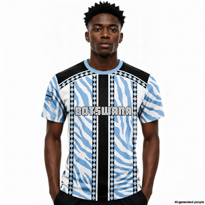 <span class=keywords><strong>T</strong></span>-shirt Personalizzata all'Ingrosso con Motivo Zebrato del Botswana, Maglietta da Uomo con Collo Tondo Personalizzabile - Product Image 2