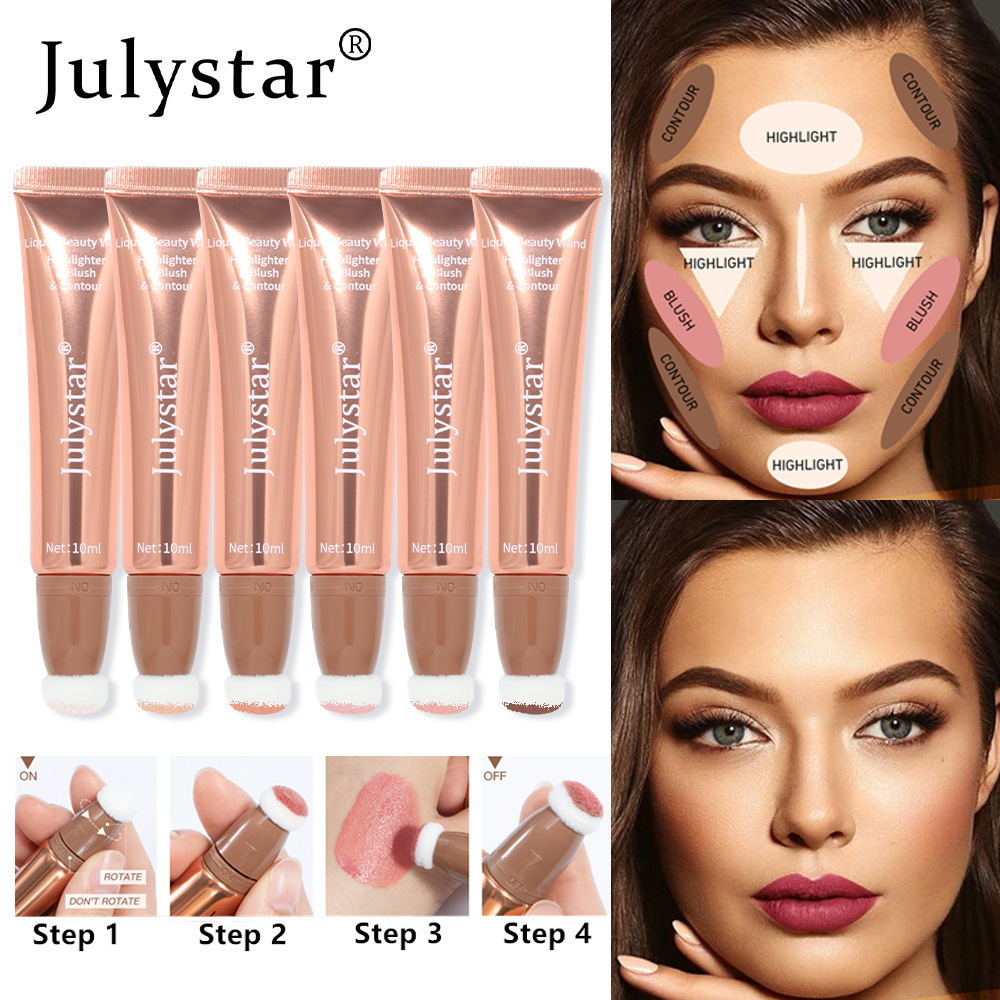 Julystar перламутровая Тонкая матовая Косметическая палочка, естественная осветляющая воздушная подушка, румяна, для лица