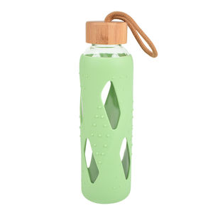 Bouteille d'<span class=keywords><strong>eau</strong></span> en <span class=keywords><strong>verre</strong></span> réutilisable avec couvercle en bambou sans BPA protecteur en Silicone avec manchon en Silicone - Product Image 5