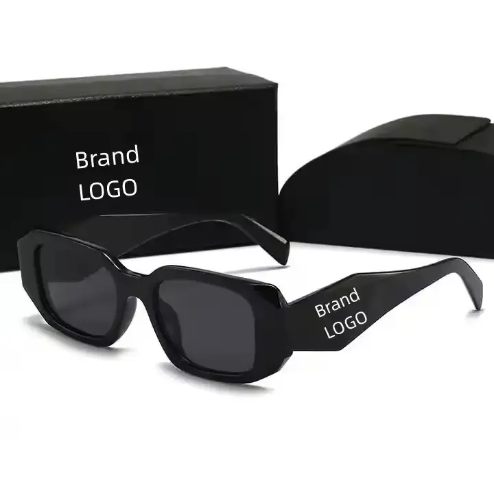 Trend Luxury Brand Designer Black Shades Square Custom Logo Sunglasses Small Frame Fashion Sunglasses 2024 For Men