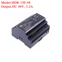 Fuente de Alimentación Conmutada de CC para Riel DIN Mean Well HDR-150-48 de 150W 48V 3.2A, 95% de Eficiencia, Entrada de 85-370V, Protección Contra Cortocircuitos
