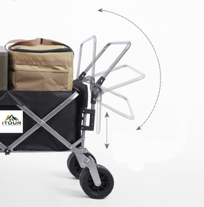Carrito de Jardín Plegable Resistente para Exteriores con Llantas Anchas y Mango Ajustable para Campamento y Picnic - Product Image 3