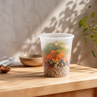 Gobelet à soupe jetable certifié sûr de 24 oz en PP de qualité alimentaire avec couvercle scellé, boîte à lunch bento, récipient de stockage pour traiteur, Teguan