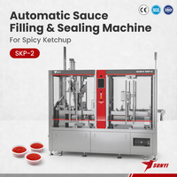 Machine de remplissage et de scellage automatique de gobelets de ketchup épicé à double voie SUNYI SKP-2, 100 gobelets/min |   Double voie, précision ±1%, SUS304 |   CE ISO