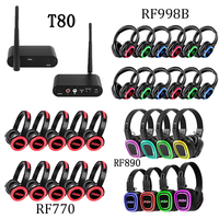 Système d'émetteurs sans fil UHF 3 canaux pour Silent Disco, émetteur de casque Silent Disco T80
