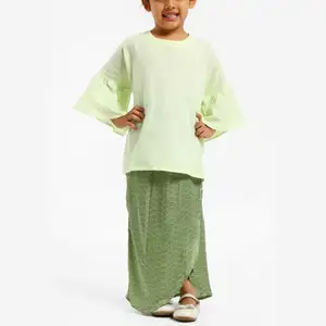 摩洛哥珍珠家庭服装套装Abaya儿童Kaftan为便宜的穆斯林儿童Abaya