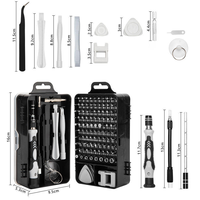 Kit d'outils de réparation magnétique 115-en-1 en acier au chrome-vanadium pour téléphones et ordinateurs