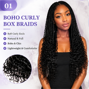 Cheveux de Tressage Africains en Gros 14/20/22 Pouces, Mèches Bouclées Boho au Crochet River Locs avec Tresses Synthétiques Boîte Résistantes à la Chaleur - Product Image 2