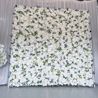Toile de fond pour événements d'anniversaire, fleurs artificielles en soie blanche, décor vert, mur de fleurs de mariage 3D